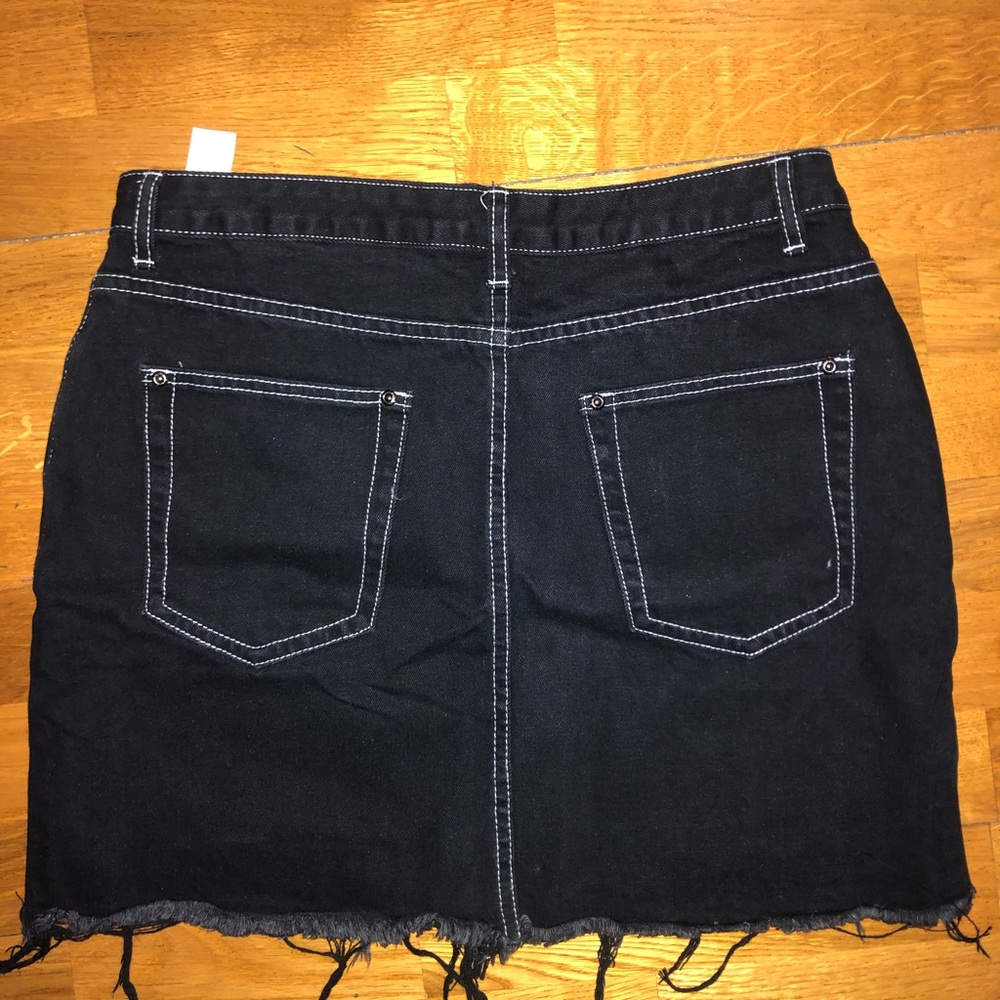 Ripped black jean skirt